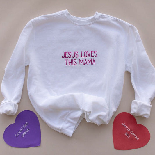 Jesus Loves This Mama Adult Sweatshirt