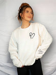 christian faith Heart/Cross Left Chest BellaCanvas Crew Sweatshirt- Angelica