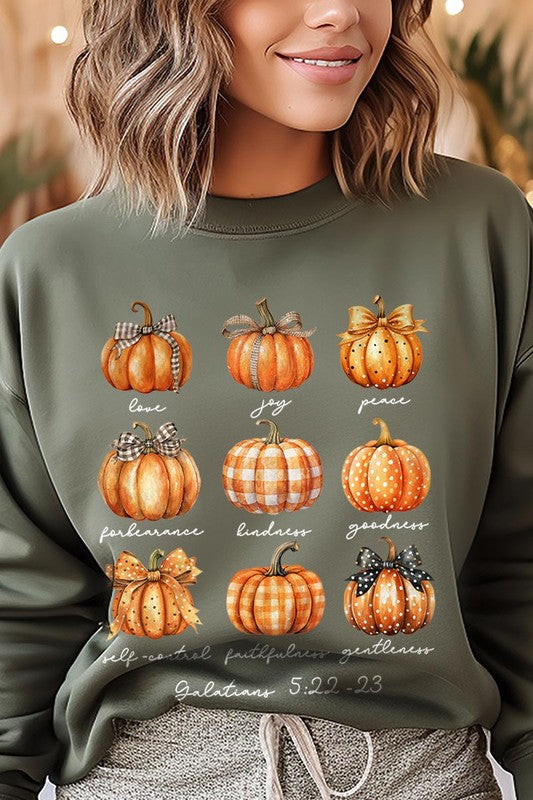 christian Fruits of The Spirit Pumpkin fall Graphic Sweatshirts-angelic