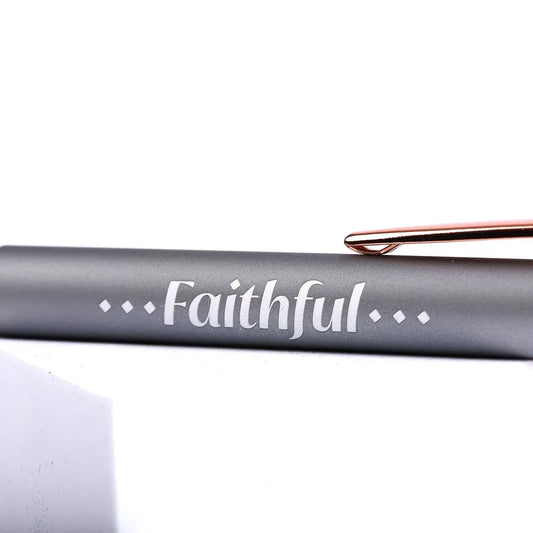 Faithful Grey Soft Touch Pen With Stylus Tip-Angelic