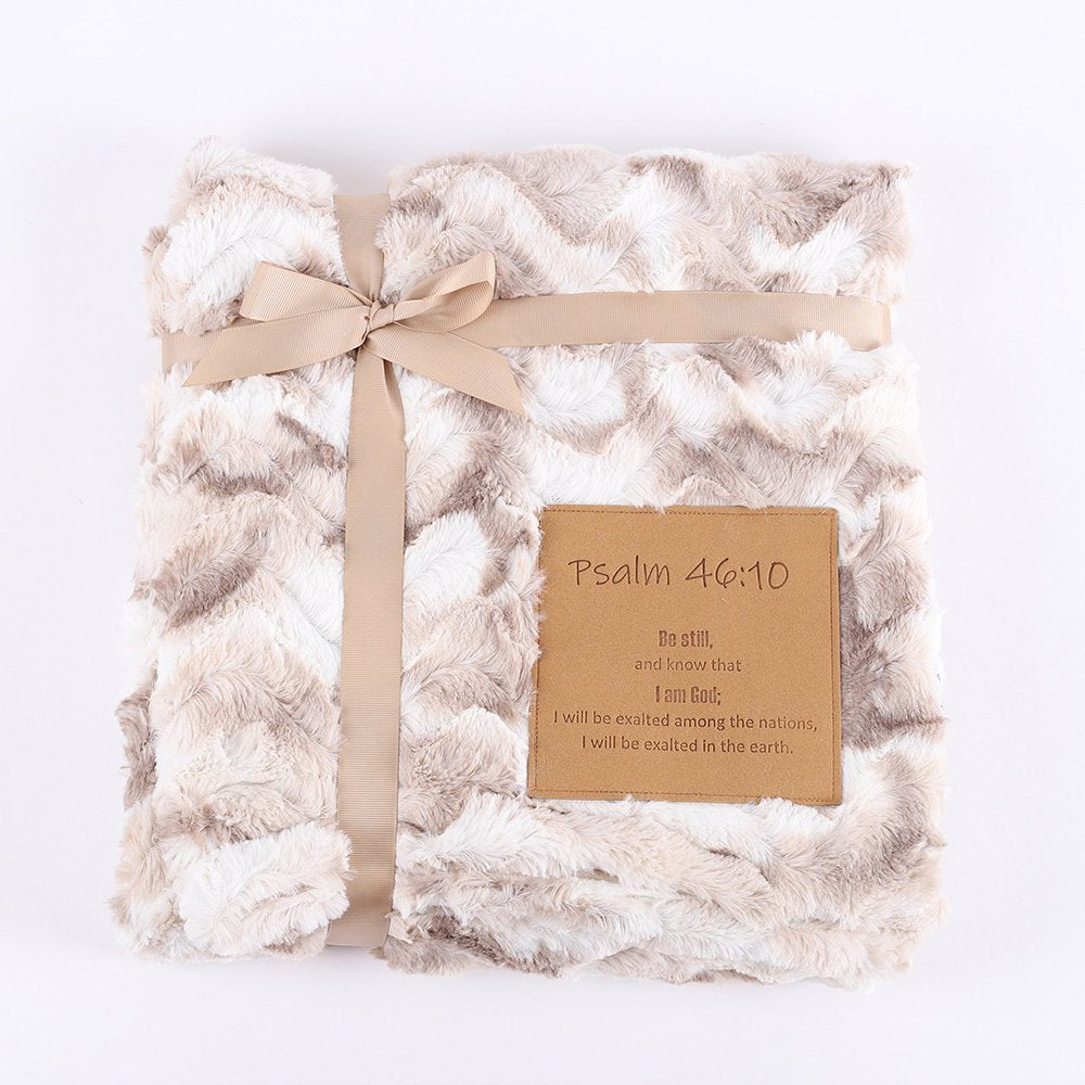 fluffy soft gift blanket be still and know with patch- Angelic