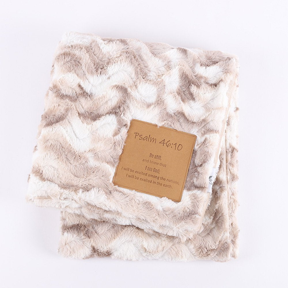 fluffy soft gift blanket be still and know with patch- Angelic