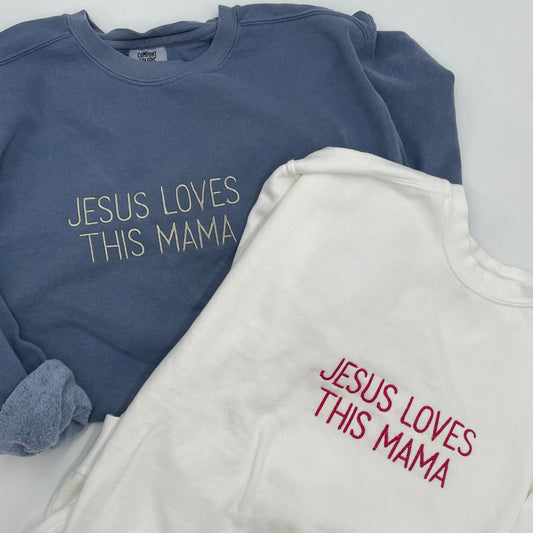 Jesus Loves This Mama Adult Sweatshirt