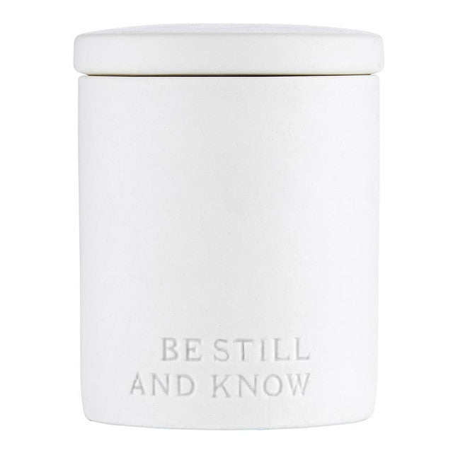 christian ceramic be still and know decorative candle -Angelic