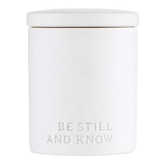 christian ceramic be still and know decorative candle -Angelic