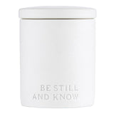 christian ceramic be still and know decorative candle -Angelic