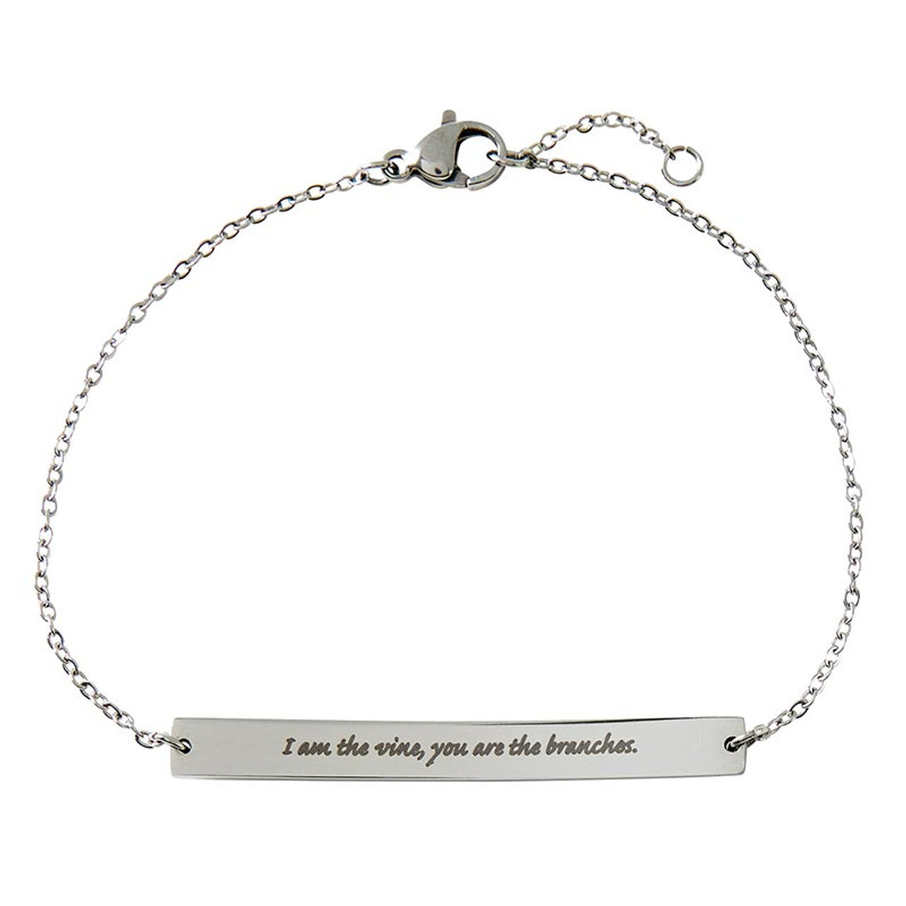 Jesus is the Vine Silver Bar Bracelet Gift set of two