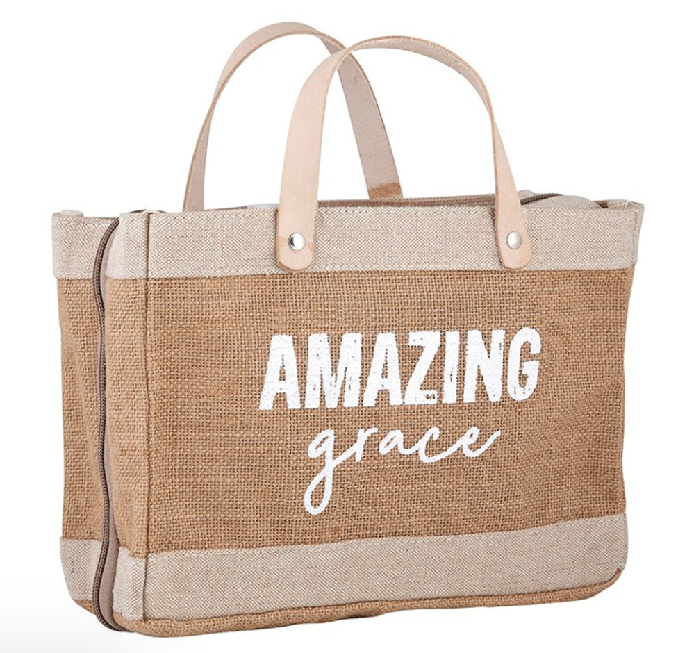 Amazing grace jute cute bible cover tote-Angelic