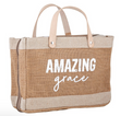 Amazing grace jute cute bible cover tote-Angelic