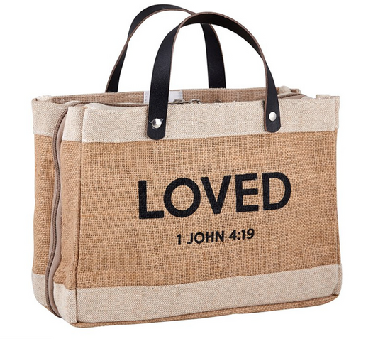 cute tote with handles loved bible cover - Angelic