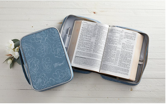 blue floral blessed bible cover-Angelic