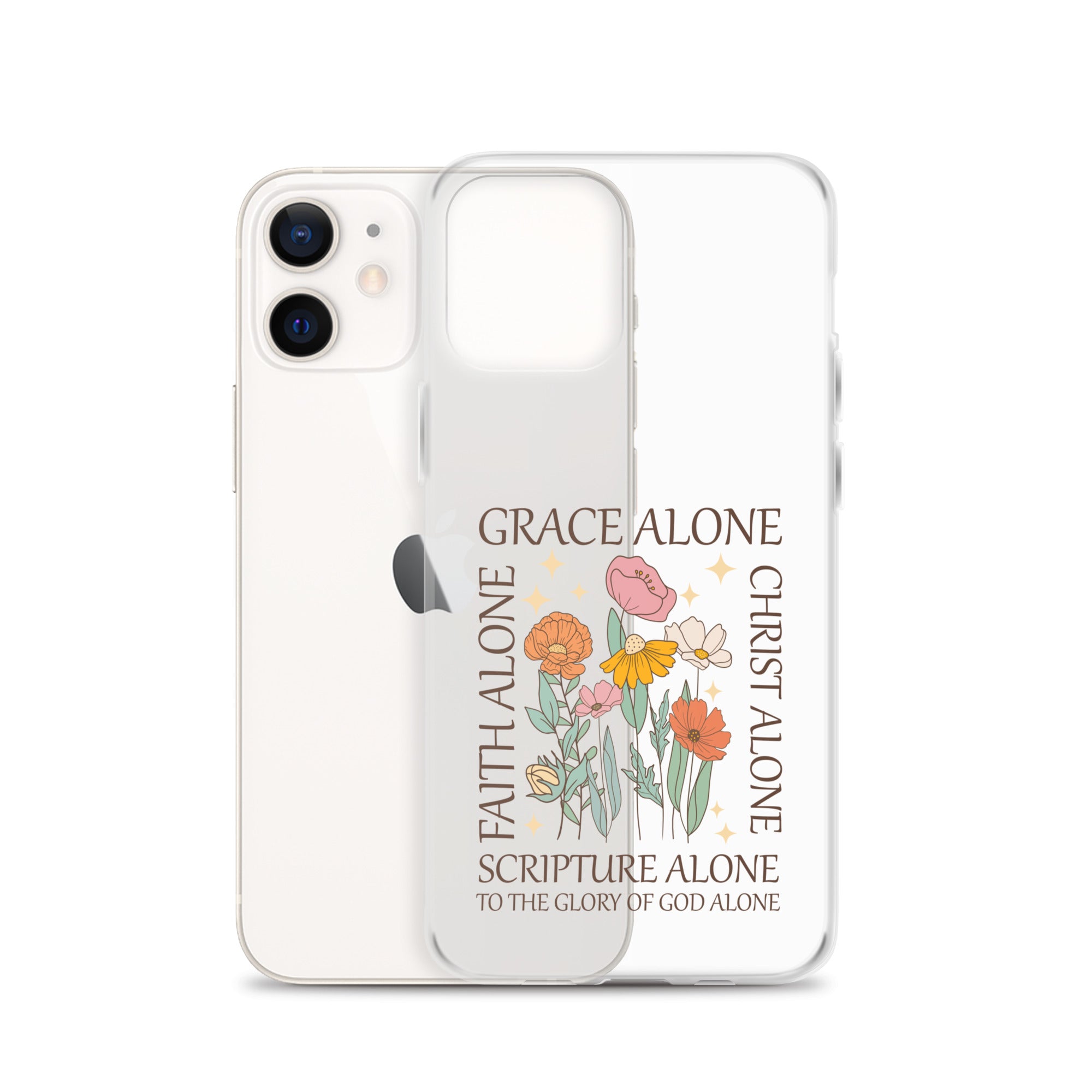 christian floral Grace Alone Clear Case for iPhone®-Angelic