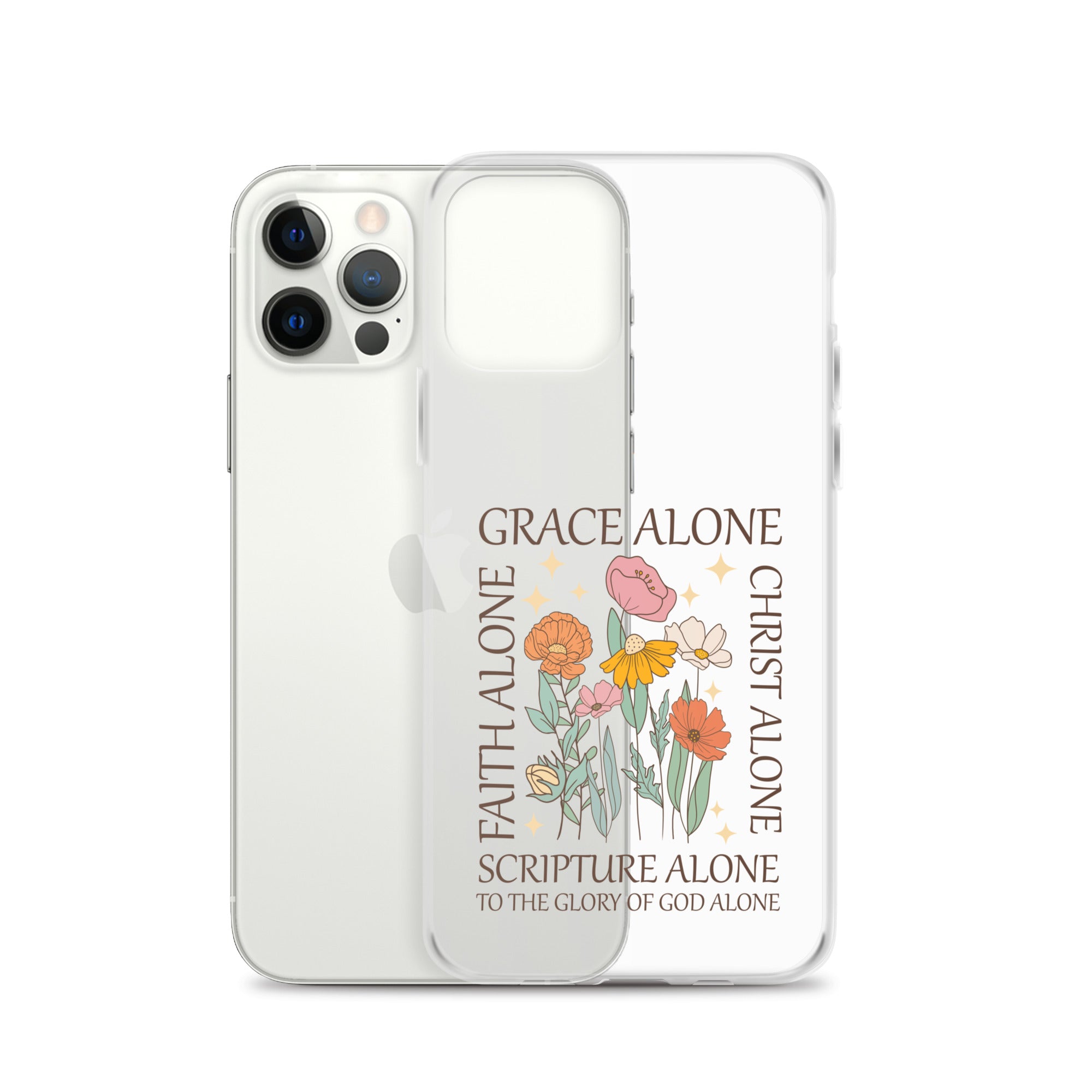 christian floral Grace Alone Clear Case for iPhone®-Angelic