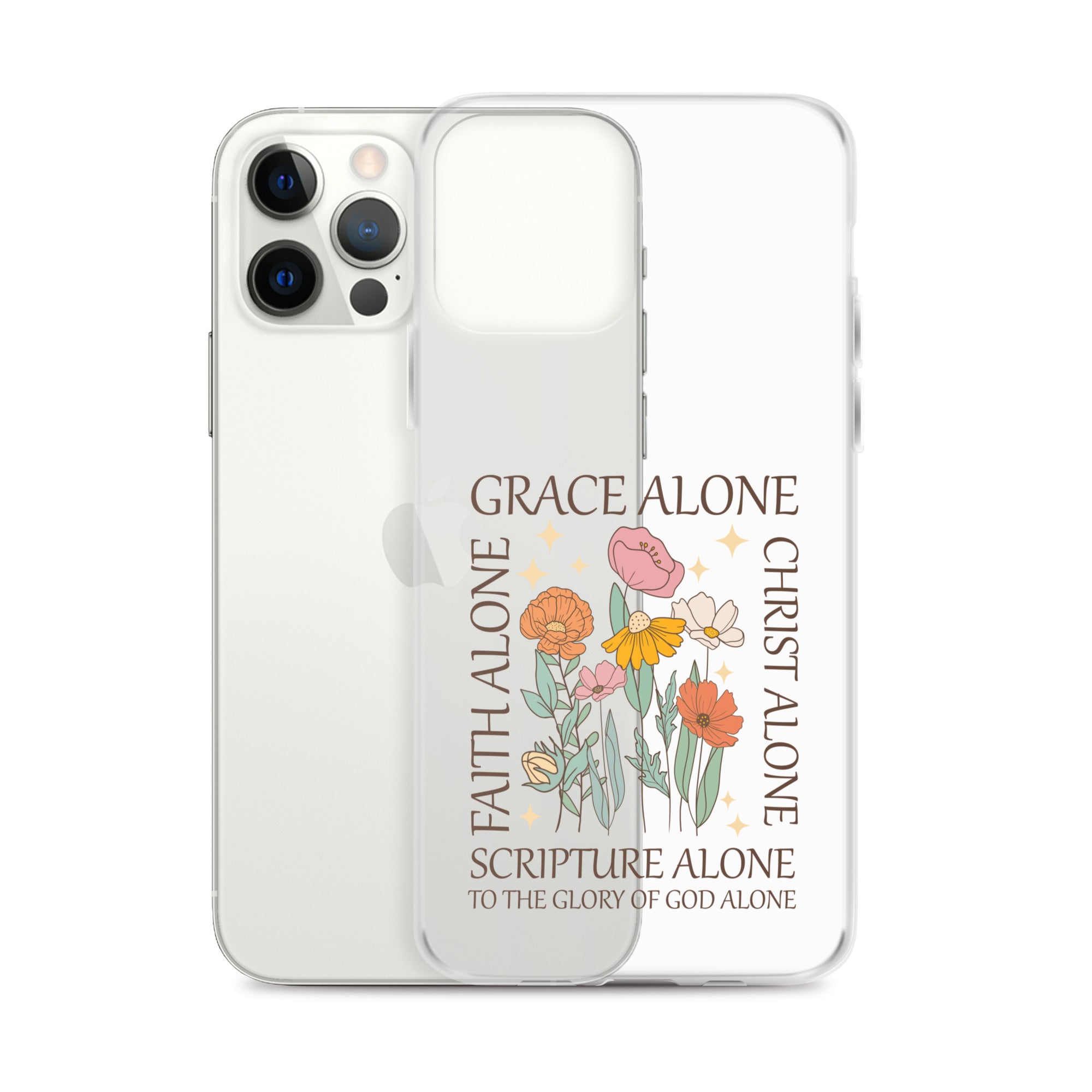 christian floral Grace Alone Clear Case for iPhone®-Angelic