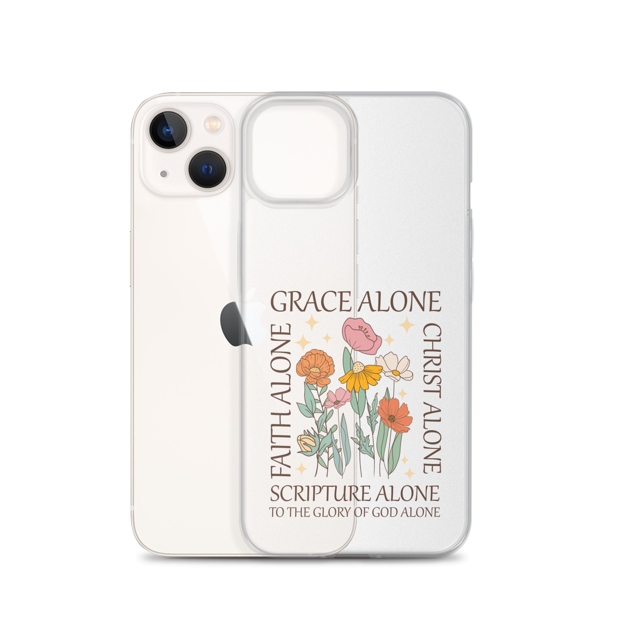 christian floral Grace Alone Clear Case for iPhone®-Angelic