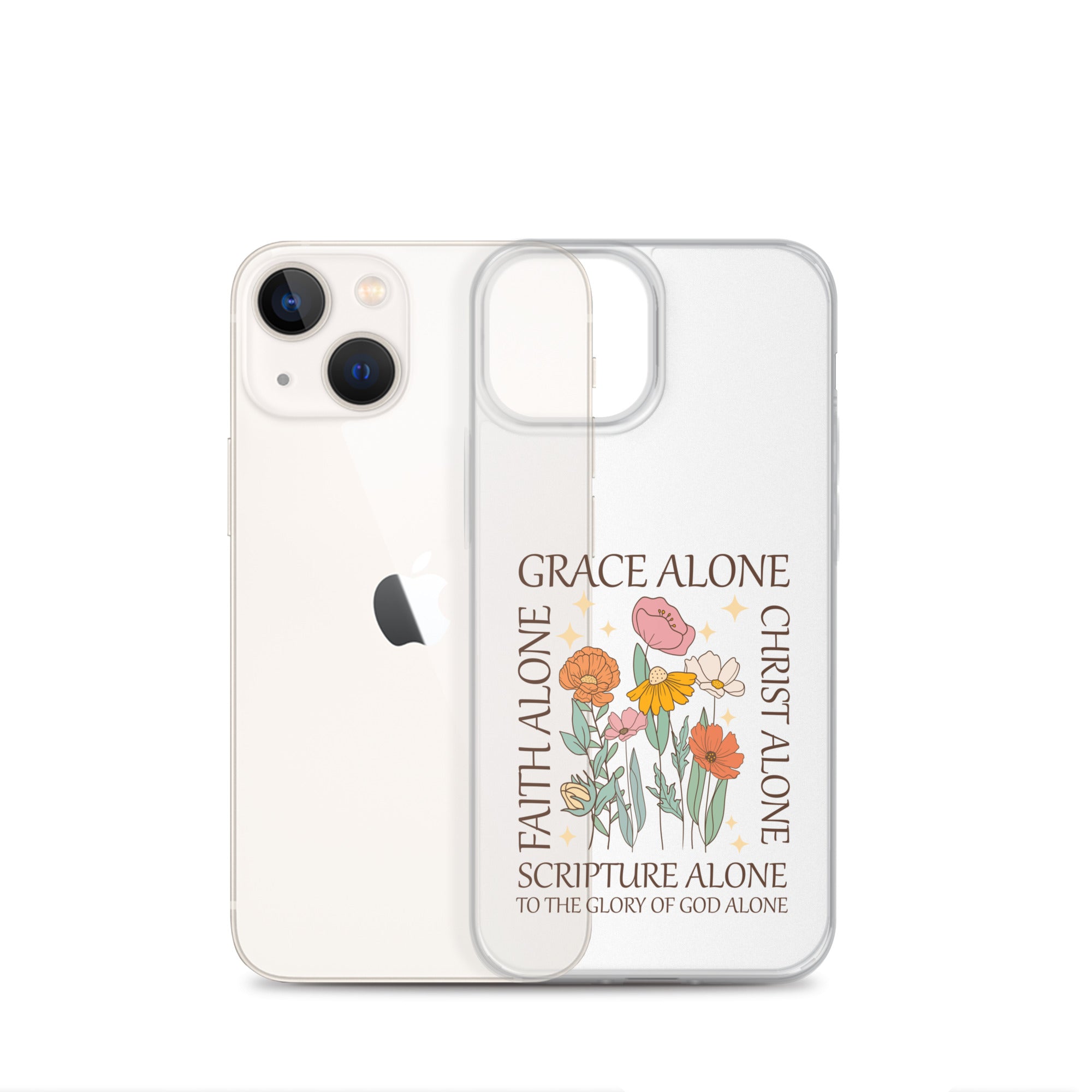 christian floral Grace Alone Clear Case for iPhone®-Angelic