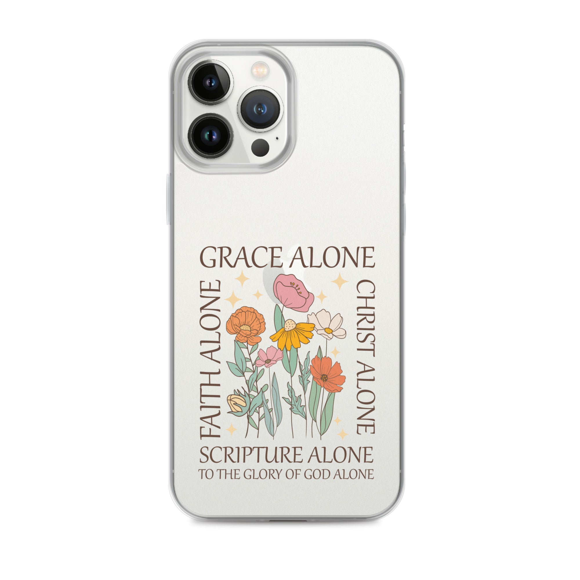 christian floral Grace Alone Clear Case for iPhone®-Angelic