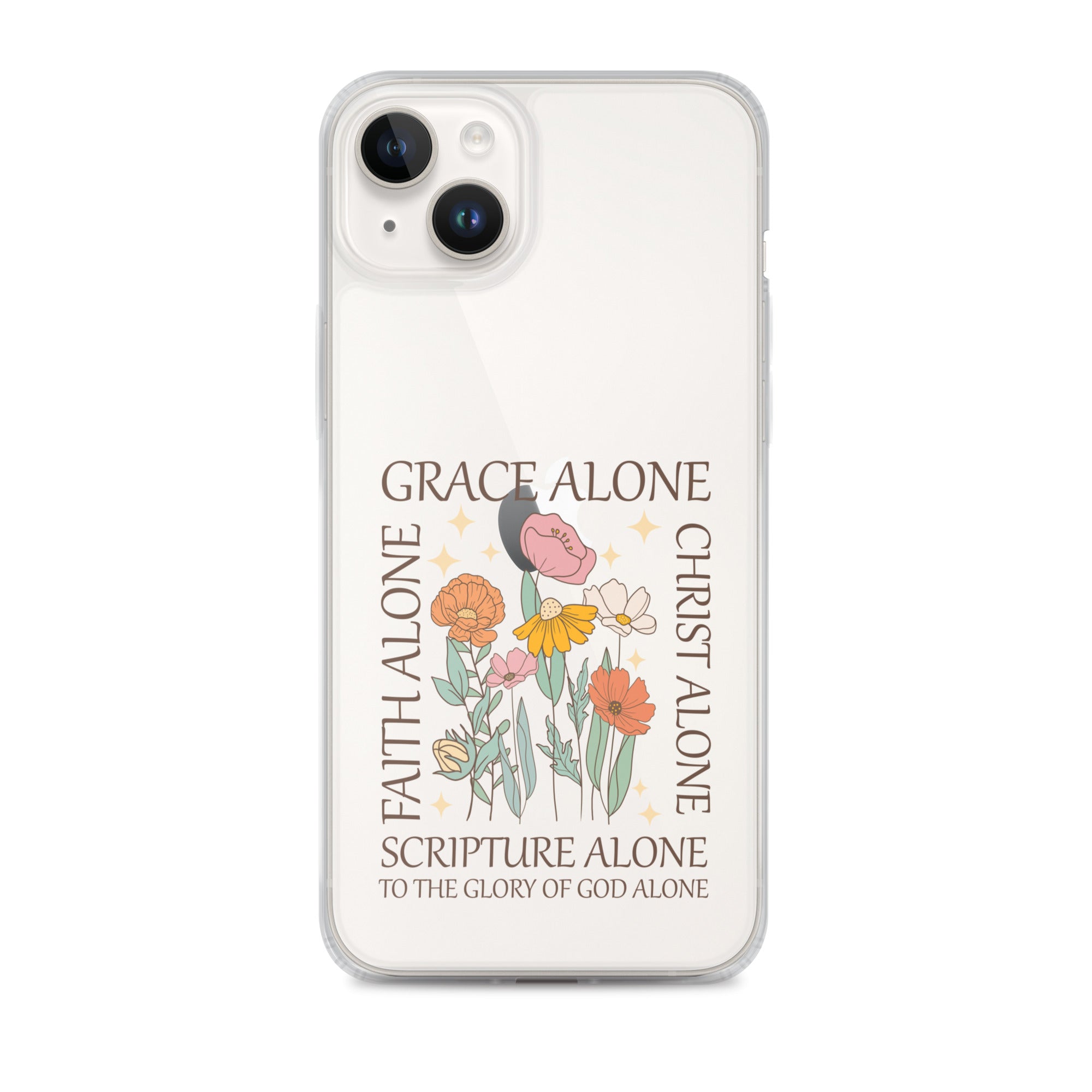 christian floral Grace Alone Clear Case for iPhone®-Angelic