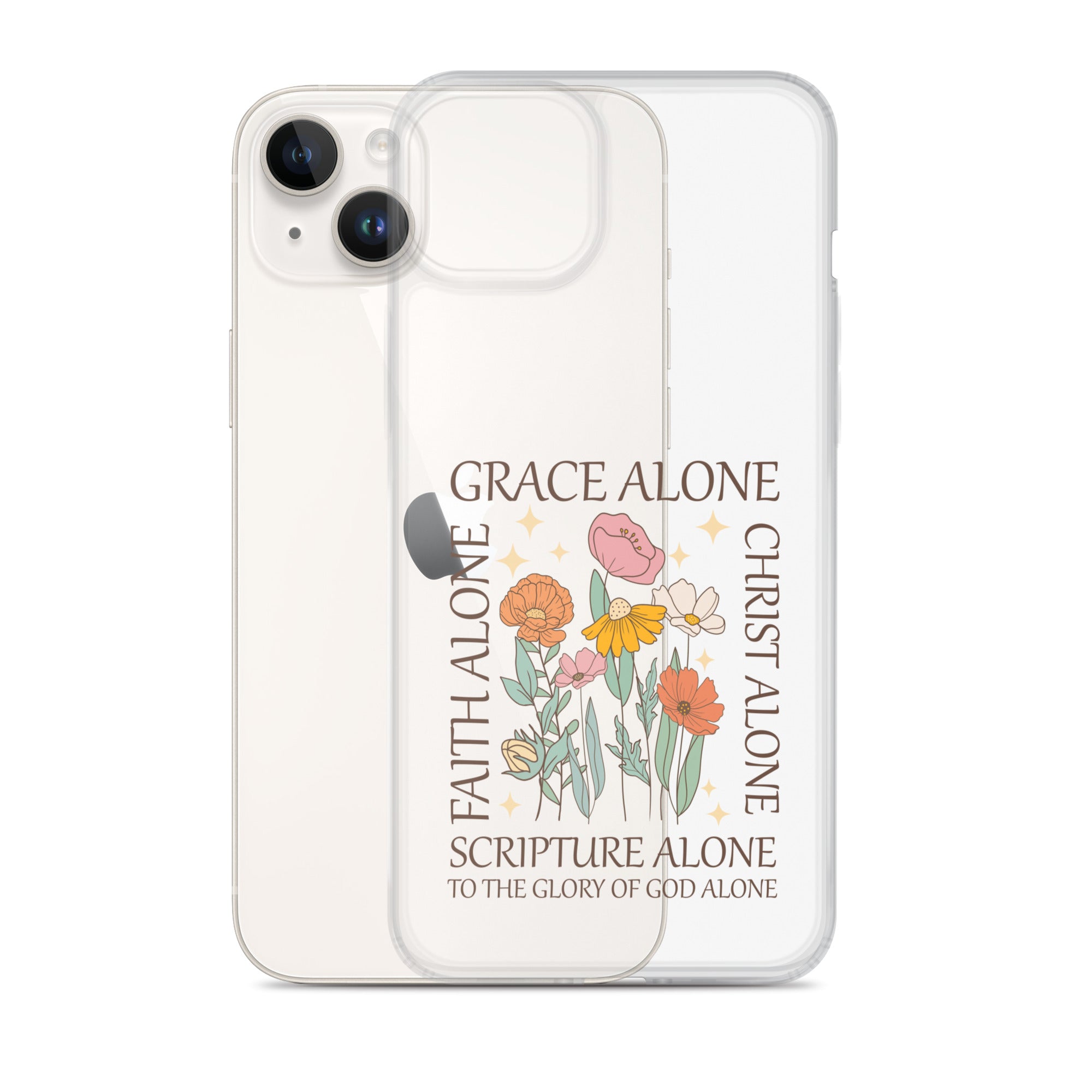 christian floral Grace Alone Clear Case for iPhone®-Angelic