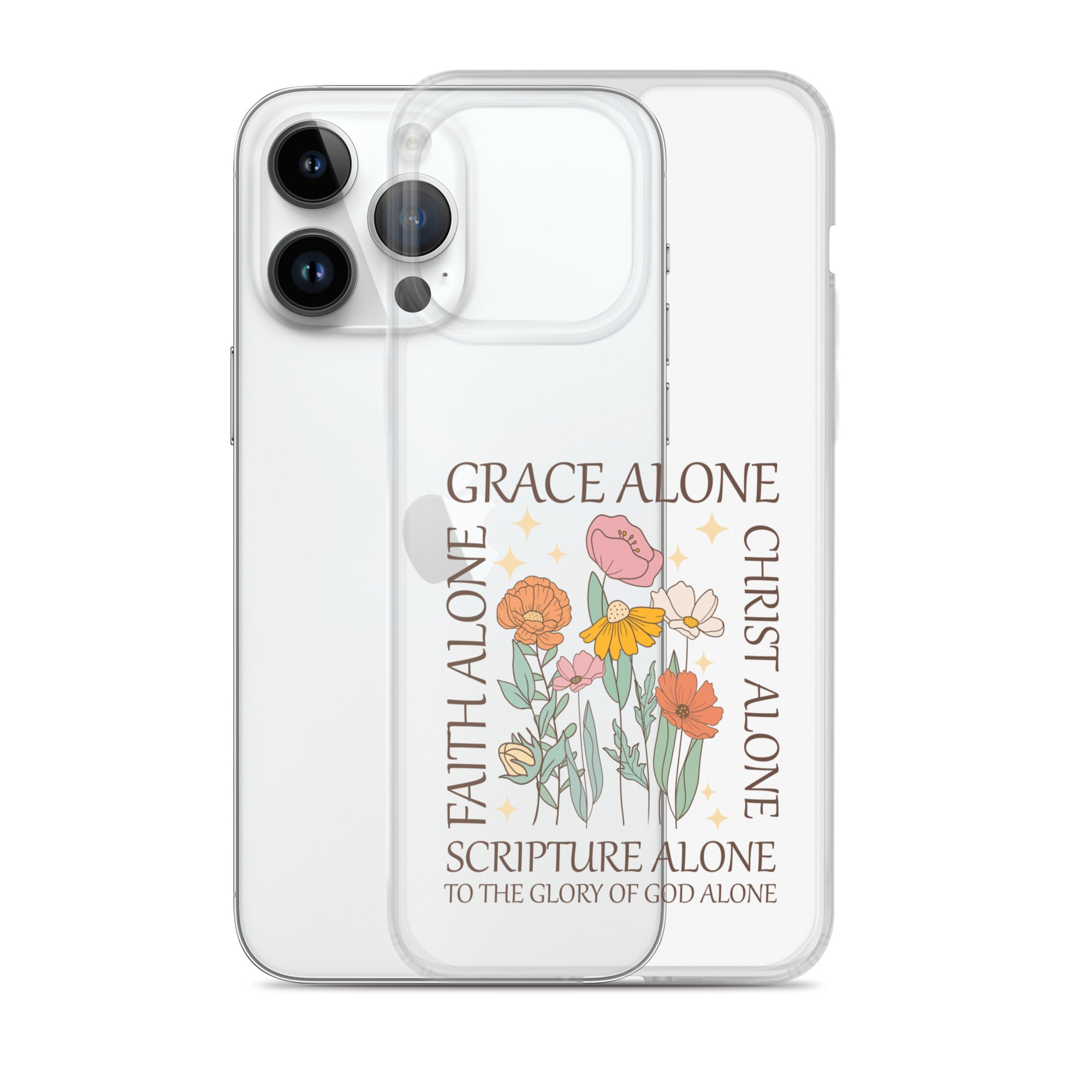 christian floral Grace Alone Clear Case for iPhone®-Angelic