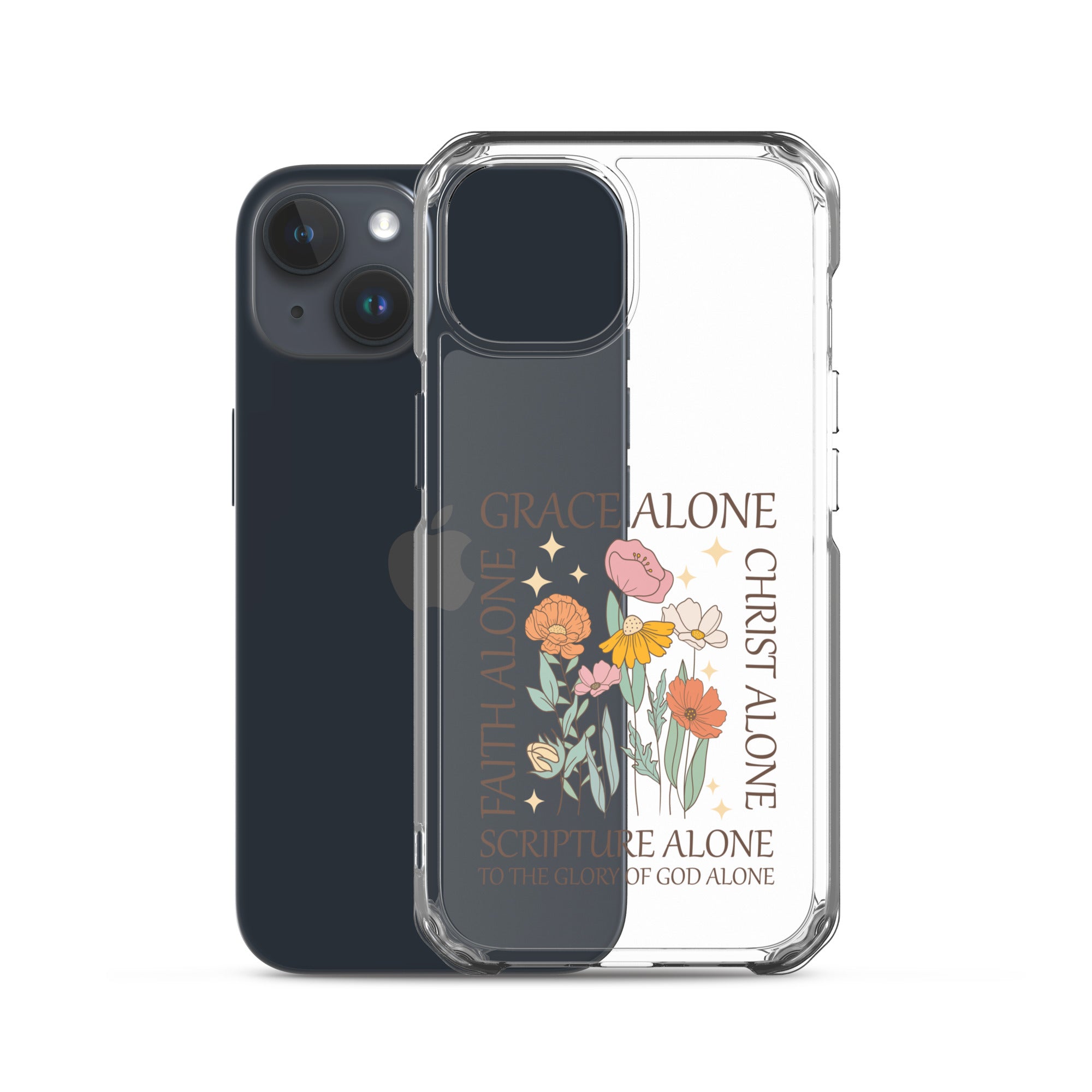 christian floral Grace Alone Clear Case for iPhone®-Angelic