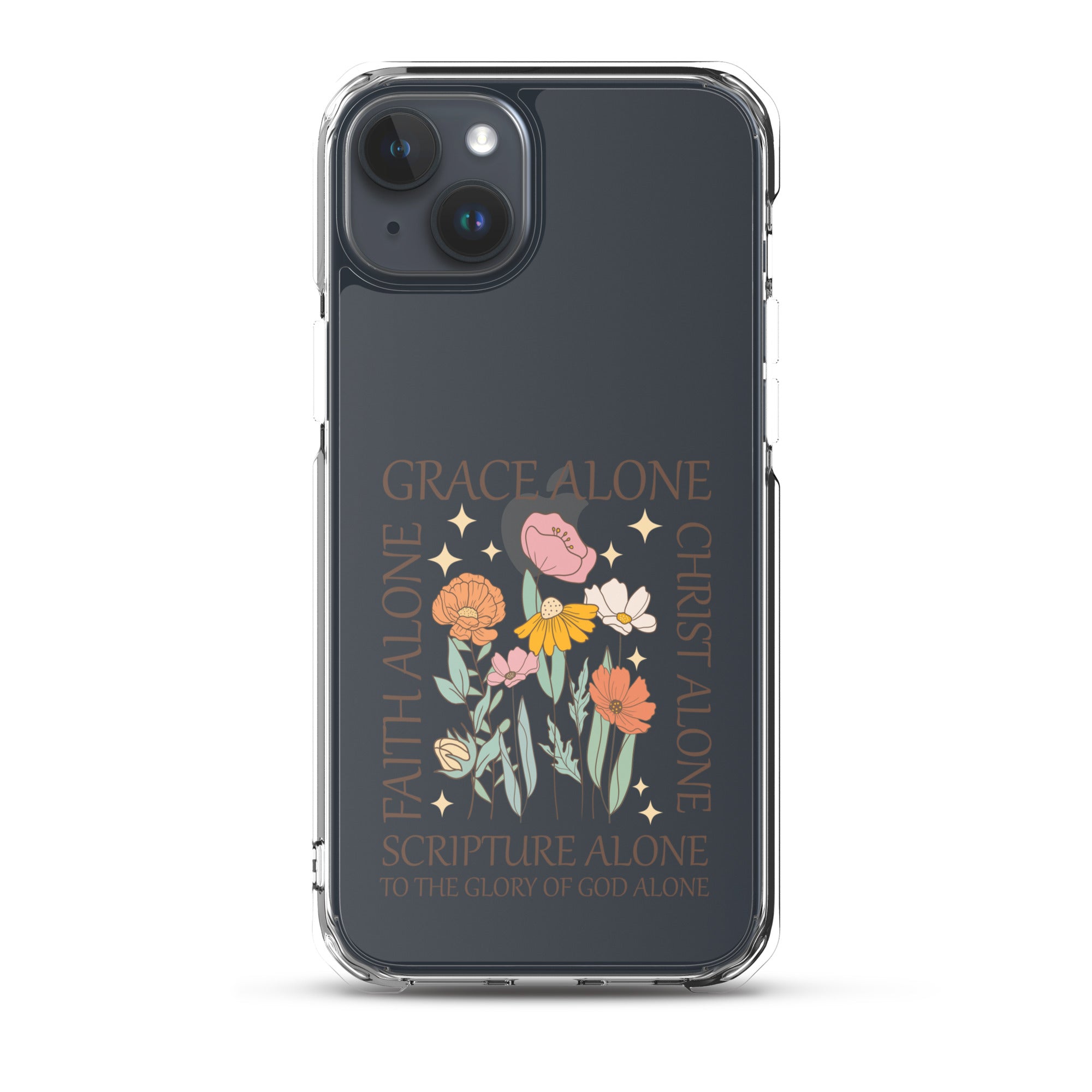 christian floral Grace Alone Clear Case for iPhone®-Angelic