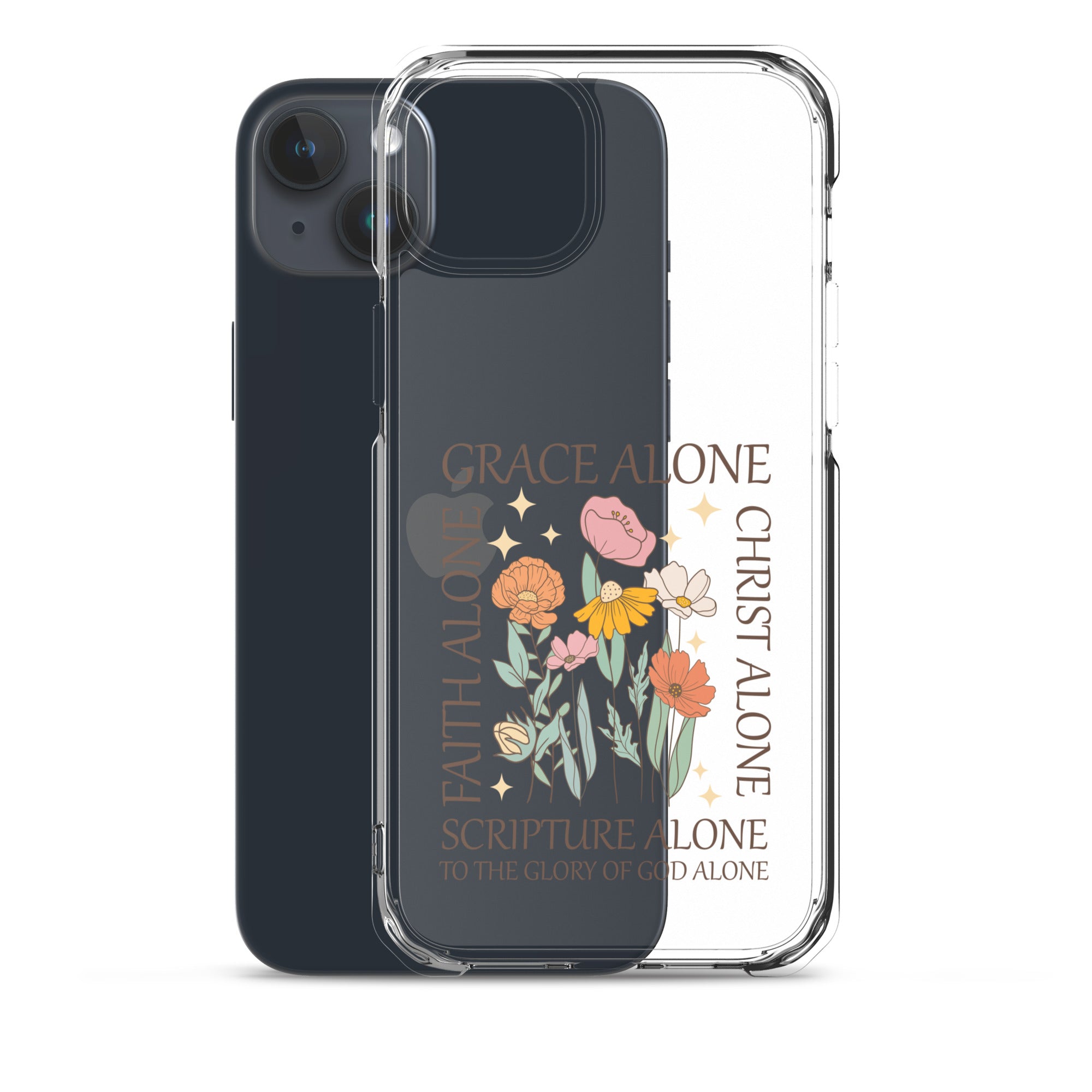 christian floral Grace Alone Clear Case for iPhone®-Angelic