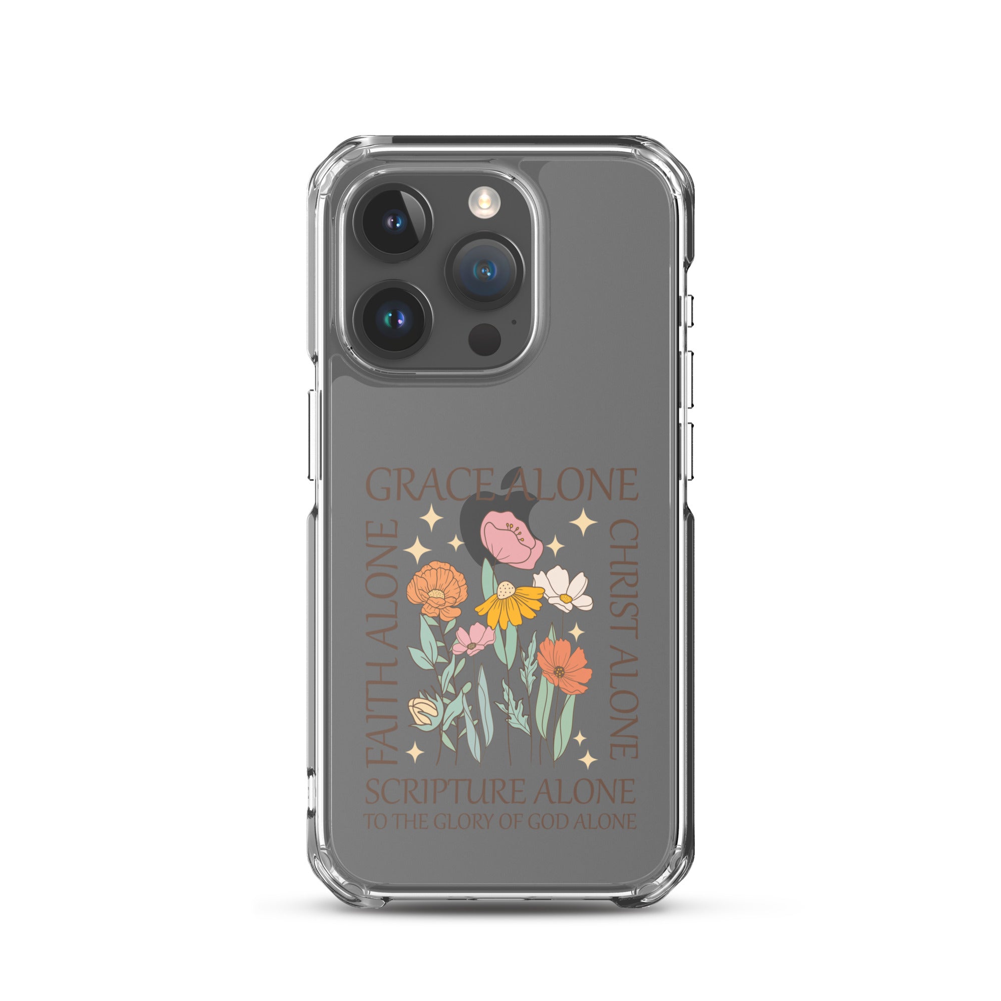 christian floral Grace Alone Clear Case for iPhone®-Angelic