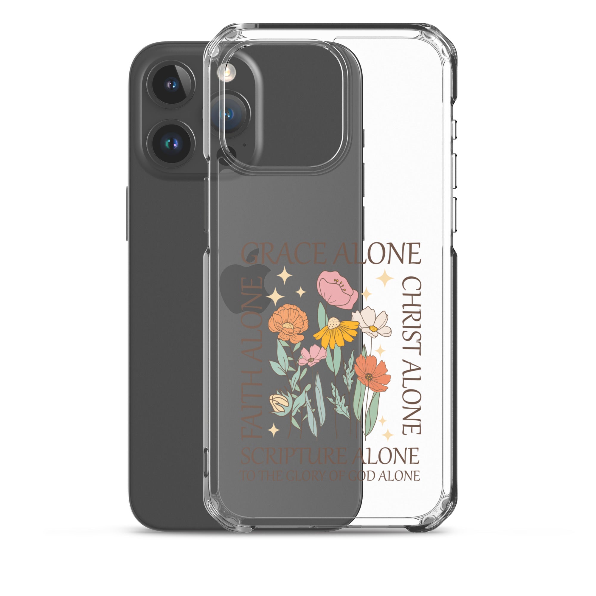 christian floral Grace Alone Clear Case for iPhone®-Angelic