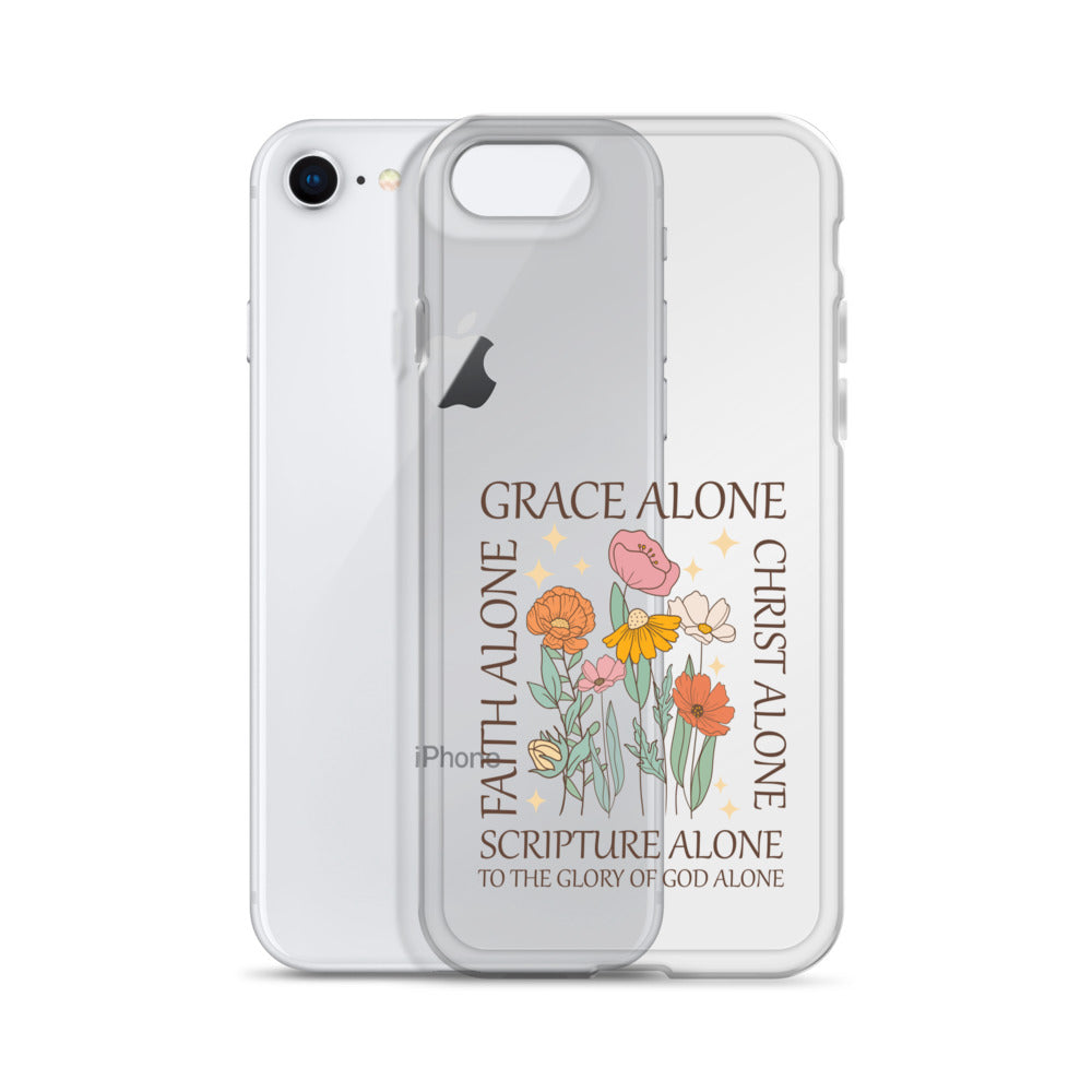 christian floral Grace Alone Clear Case for iPhone®-Angelic