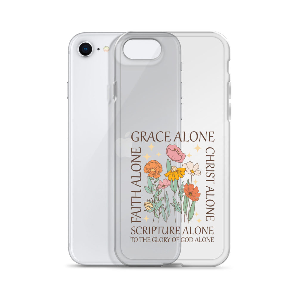 christian floral Grace Alone Clear Case for iPhone®-Angelic