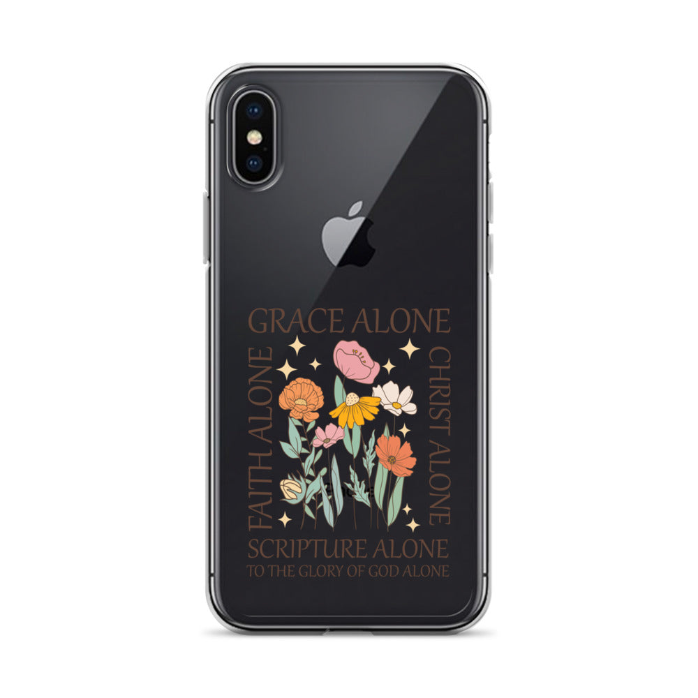 christian floral Grace Alone Clear Case for iPhone®-Angelic