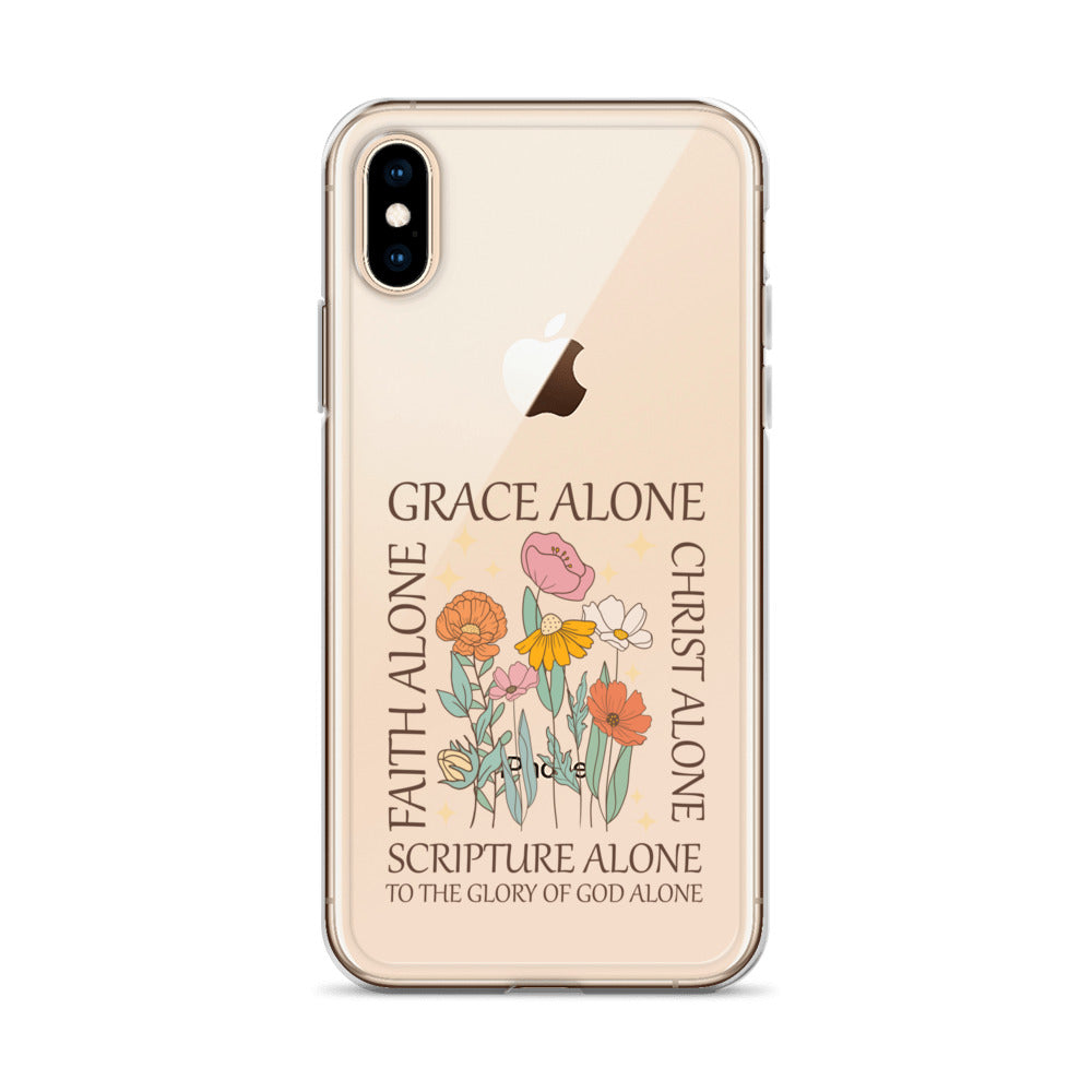 christian floral Grace Alone Clear Case for iPhone®-Angelic