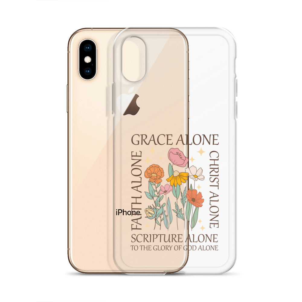 christian floral Grace Alone Clear Case for iPhone®-Angelic