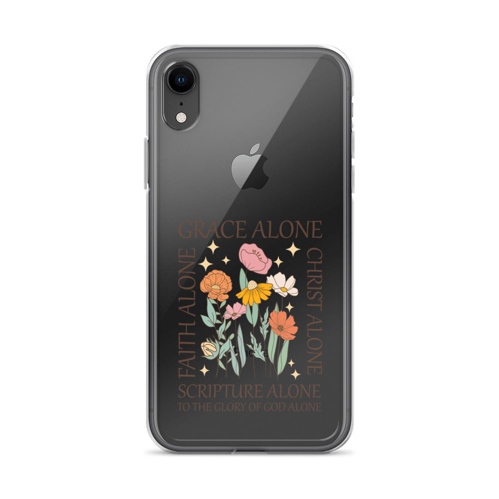 christian floral Grace Alone Clear Case for iPhone®-Angelic