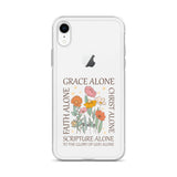 christian floral Grace Alone Clear Case for iPhone®-Angelic