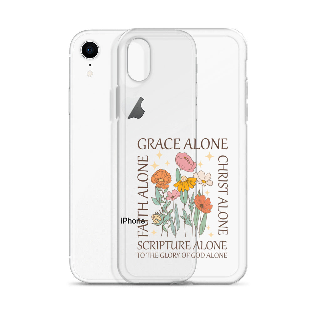 christian floral Grace Alone Clear Case for iPhone®-Angelic