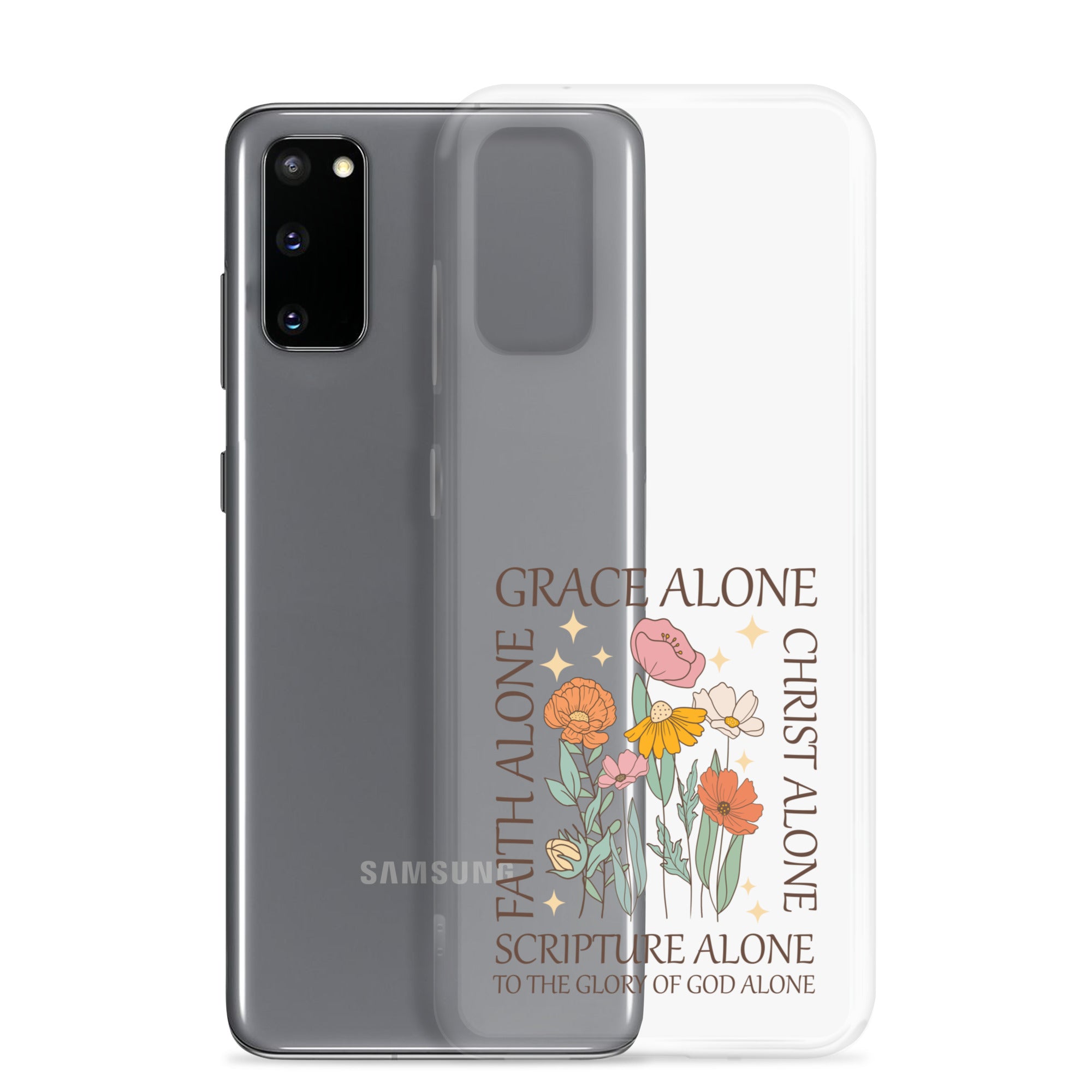 christian faith floral Grace Alone Clear Case for Samsung®-Angelic