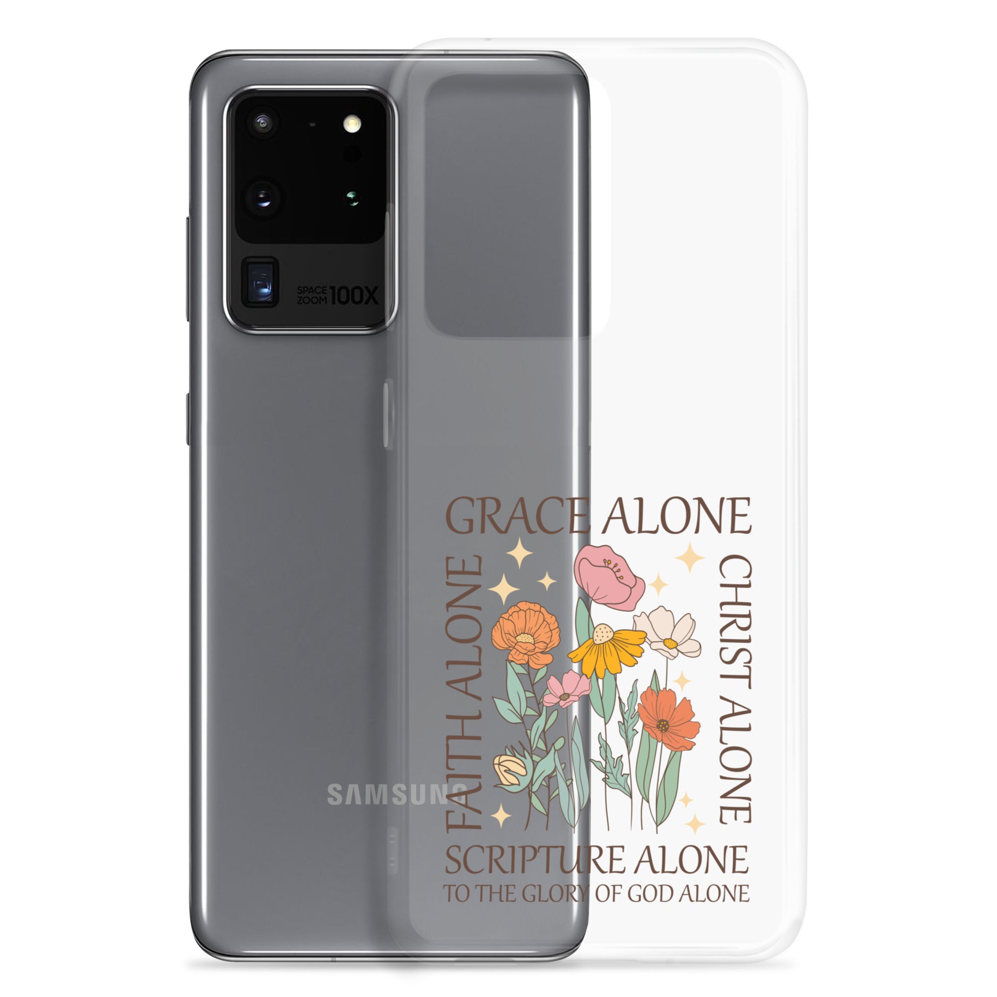 christian faith floral Grace Alone Clear Case for Samsung®-Angelic