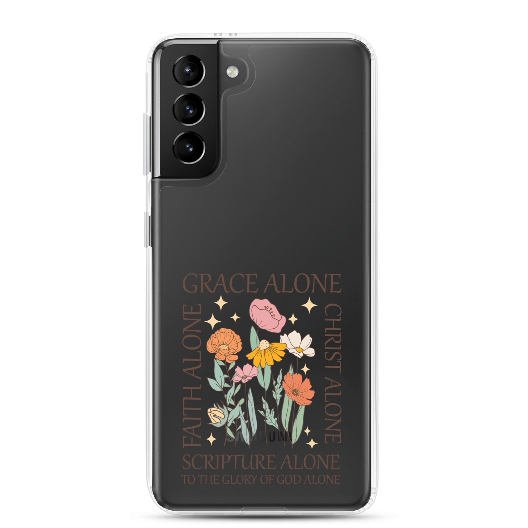 christian faith floral Grace Alone Clear Case for Samsung®-Angelic