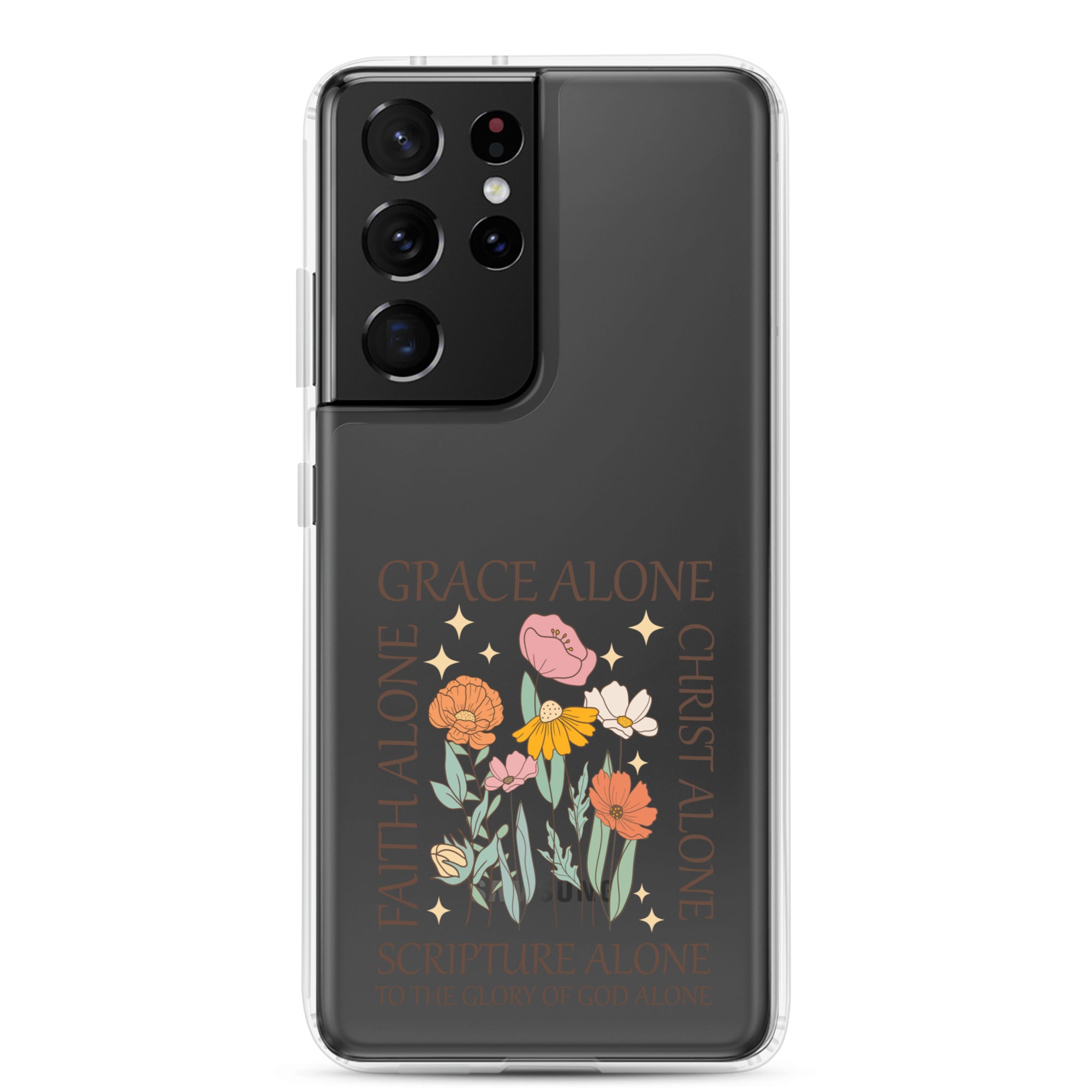 christian faith floral Grace Alone Clear Case for Samsung®-Angelic