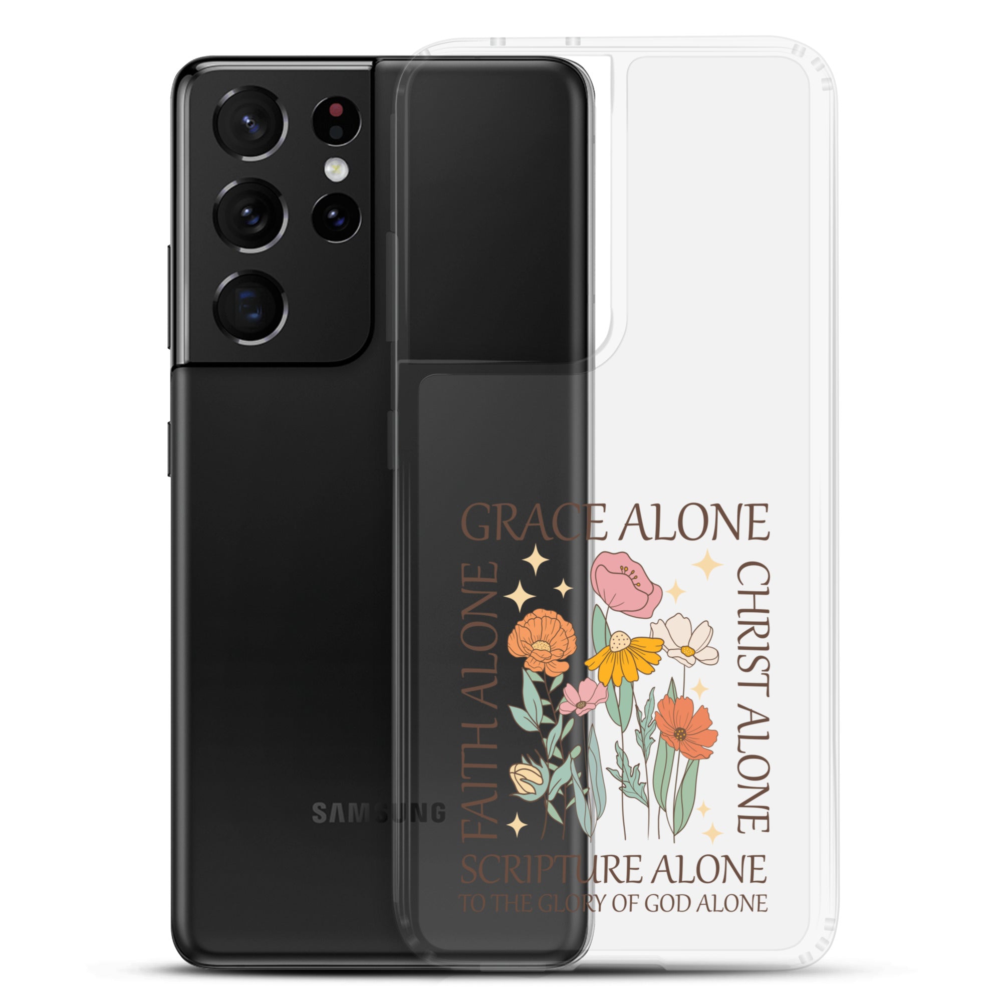 christian faith floral Grace Alone Clear Case for Samsung®-Angelic