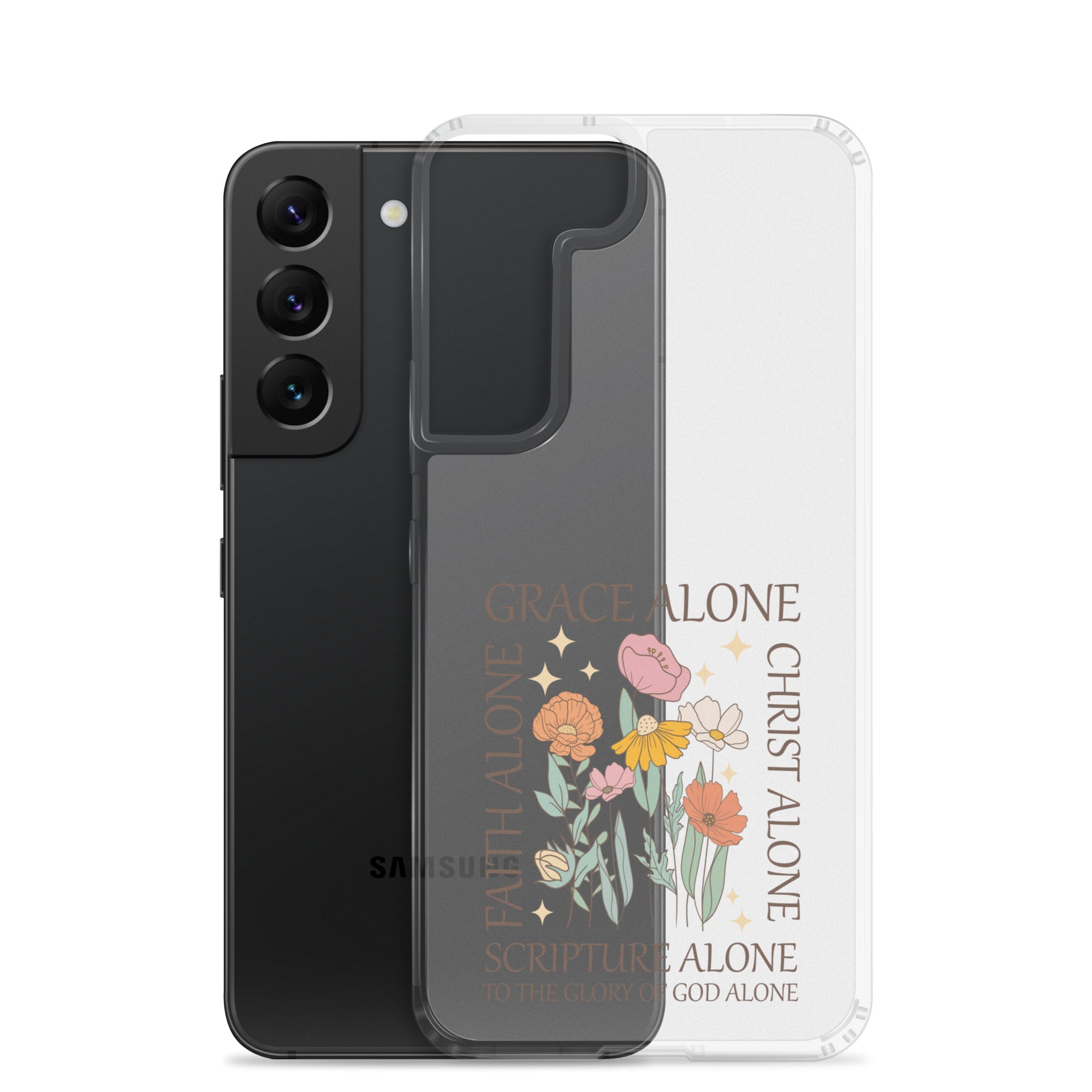 christian faith floral Grace Alone Clear Case for Samsung®-Angelic