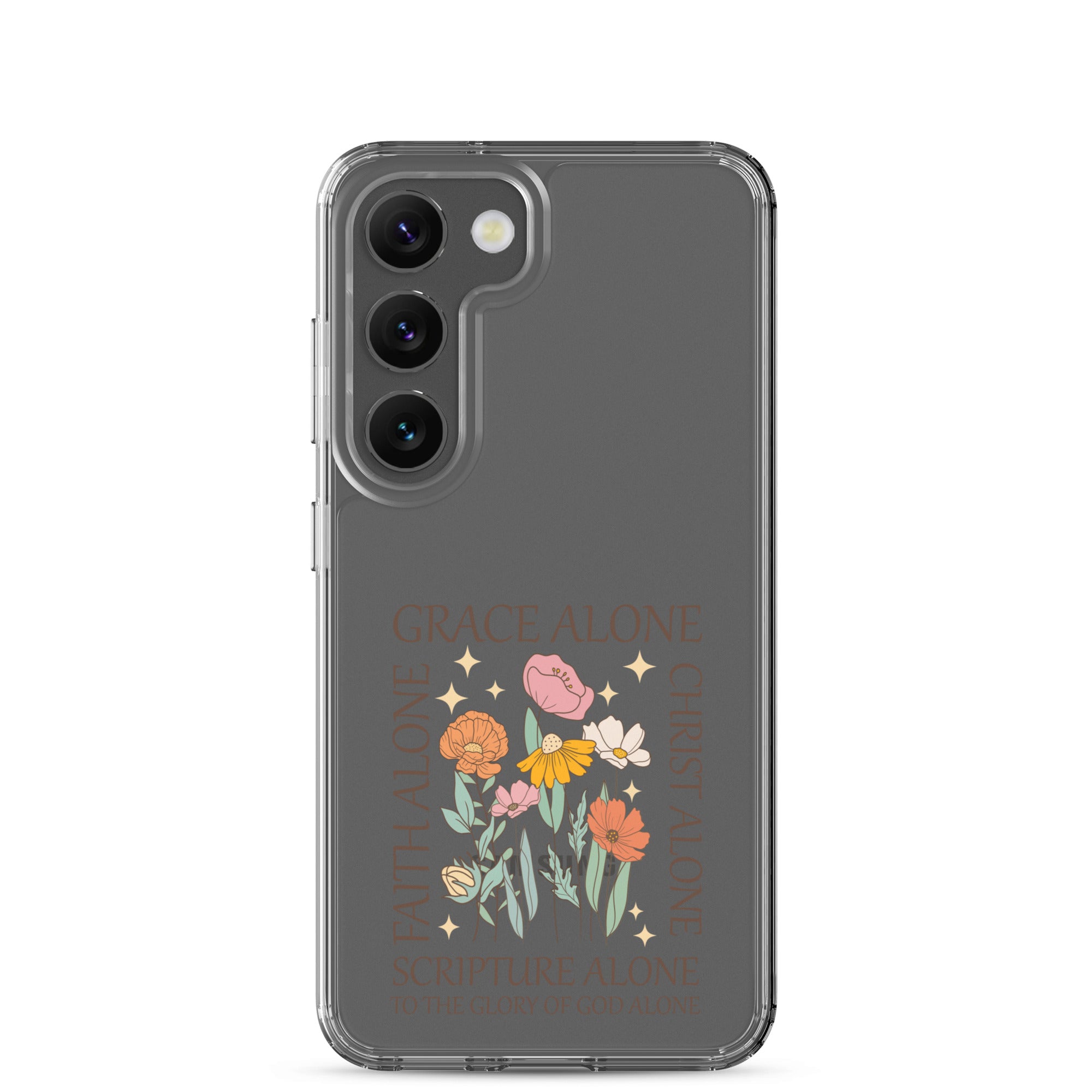 christian faith floral Grace Alone Clear Case for Samsung®-Angelic