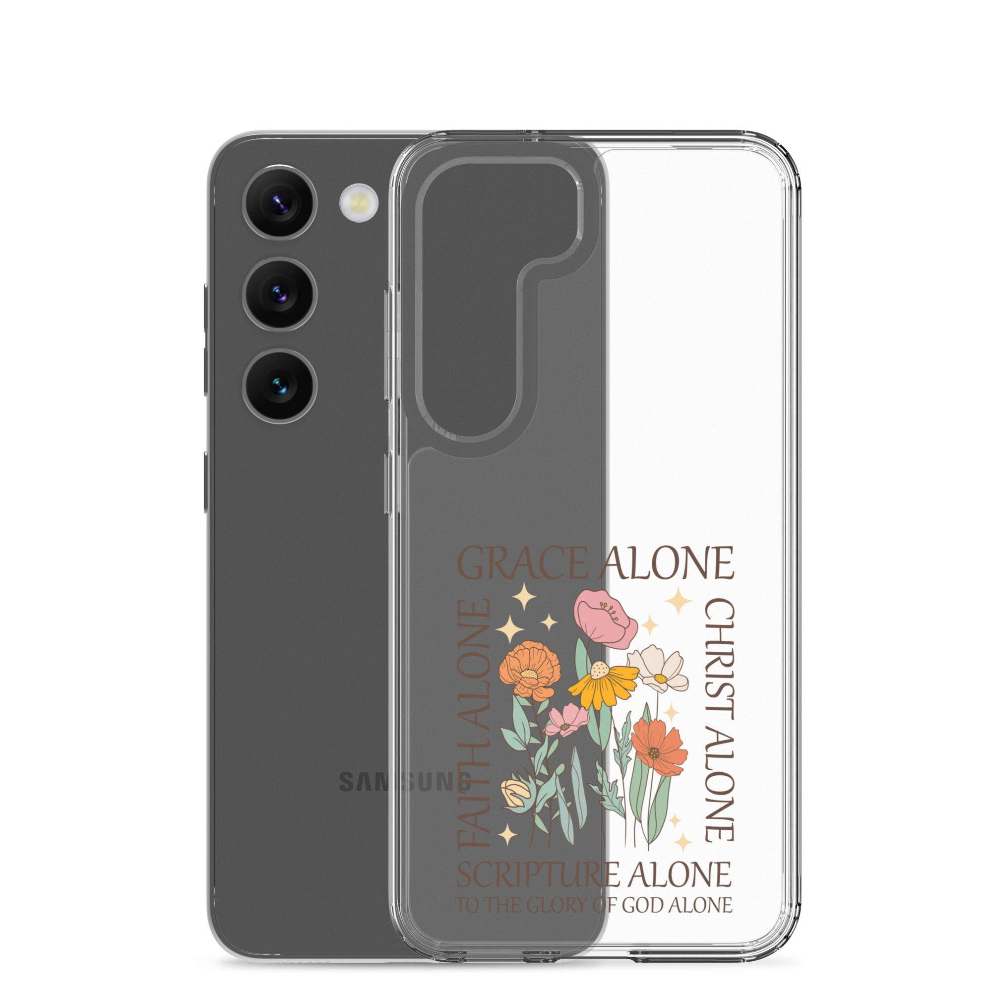 christian faith floral Grace Alone Clear Case for Samsung®-Angelic