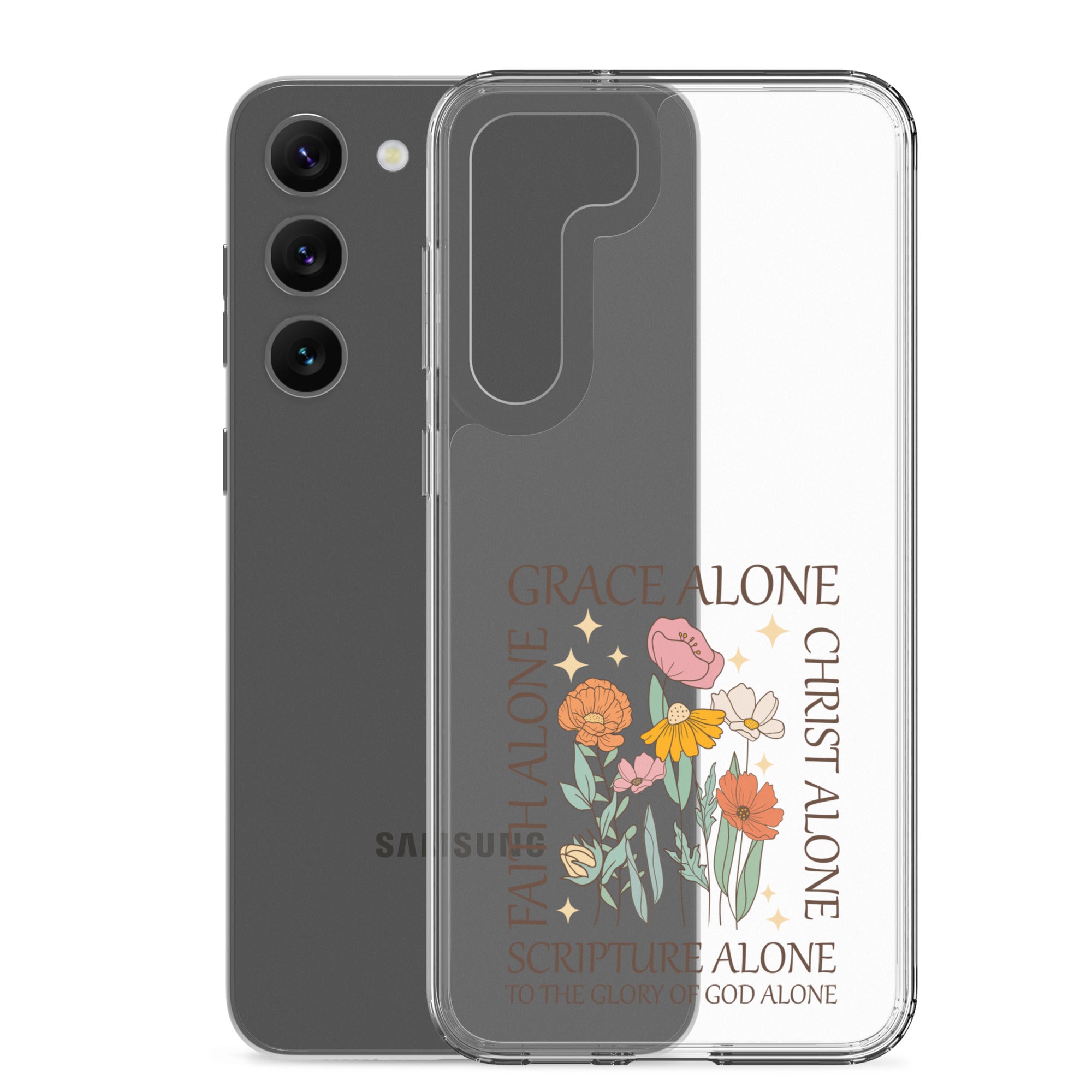 christian faith floral Grace Alone Clear Case for Samsung®-Angelic