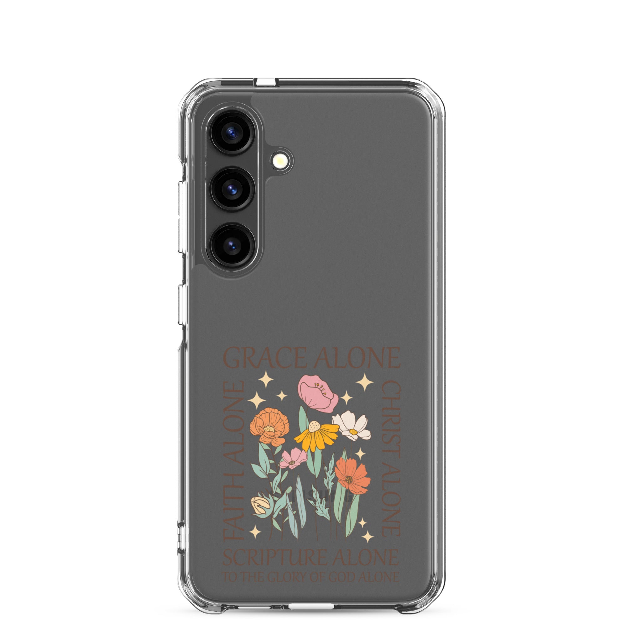 christian faith floral Grace Alone Clear Case for Samsung®-Angelic