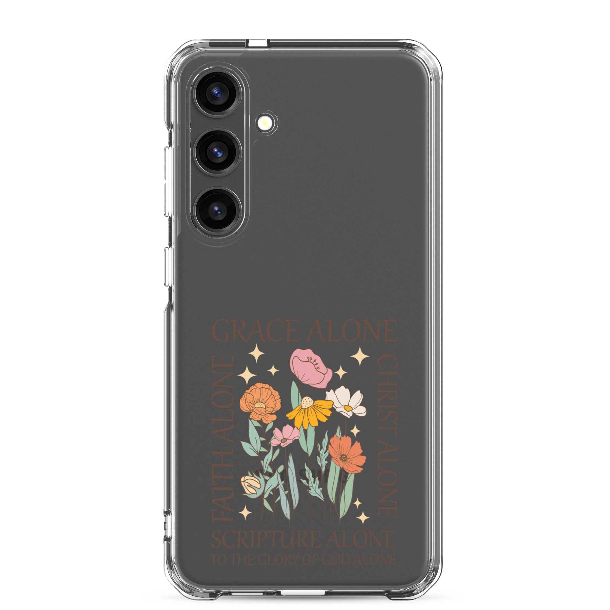 christian faith floral Grace Alone Clear Case for Samsung®-Angelic