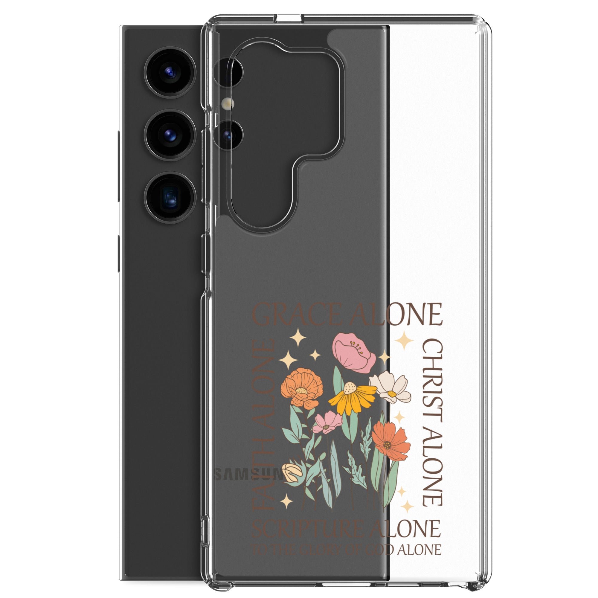 christian faith floral Grace Alone Clear Case for Samsung®-Angelic