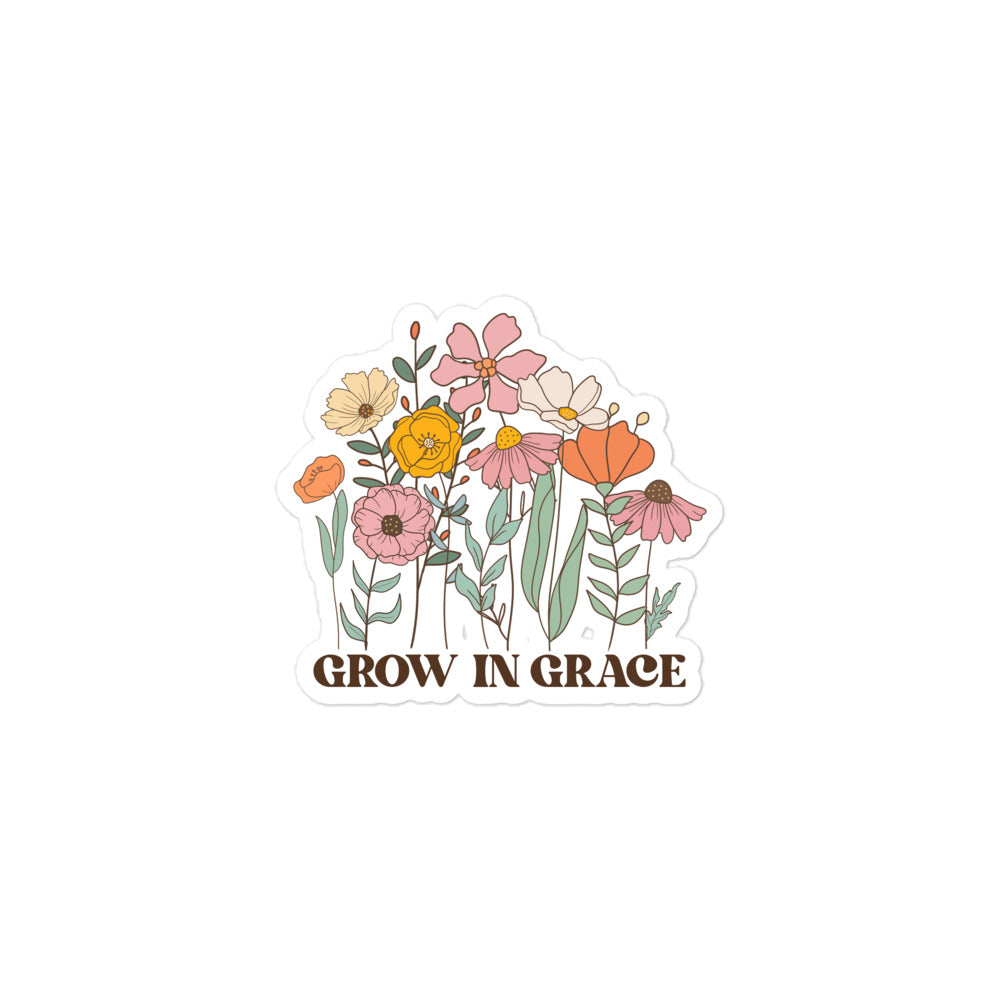 christian flowers Grow in Grace Bubble-Free Stickers-Angelic